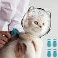 thumbnail image 2 of Cat Muzzle for Grooming Breathable Cat Muzzle Helmet Transparent Cat Space Hood Ears Shape Design Cat Bubble Muzzle Cat Anti Bite Helmet with 4 Silicone Paw Shoes for Bath Nail Trimming, 2 of 7