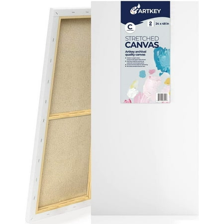 artkey stretched canvas  24 x48 -2 pack  triple primed acid-free 102% cotton blank canvas for painting  gift for adult & kids 3-15 years old