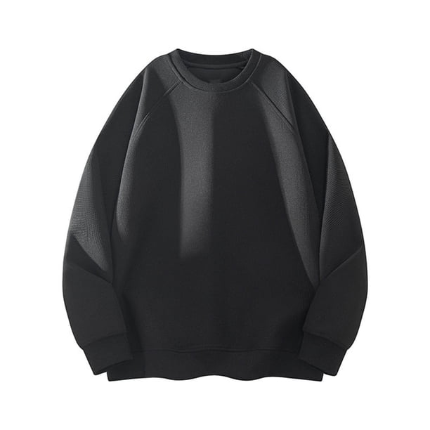 pstuiky camisas de manga larga para hombre, Suéter deportivo informal de manga larga con cuello redondo y color liso para hombre top de hombre xxxl