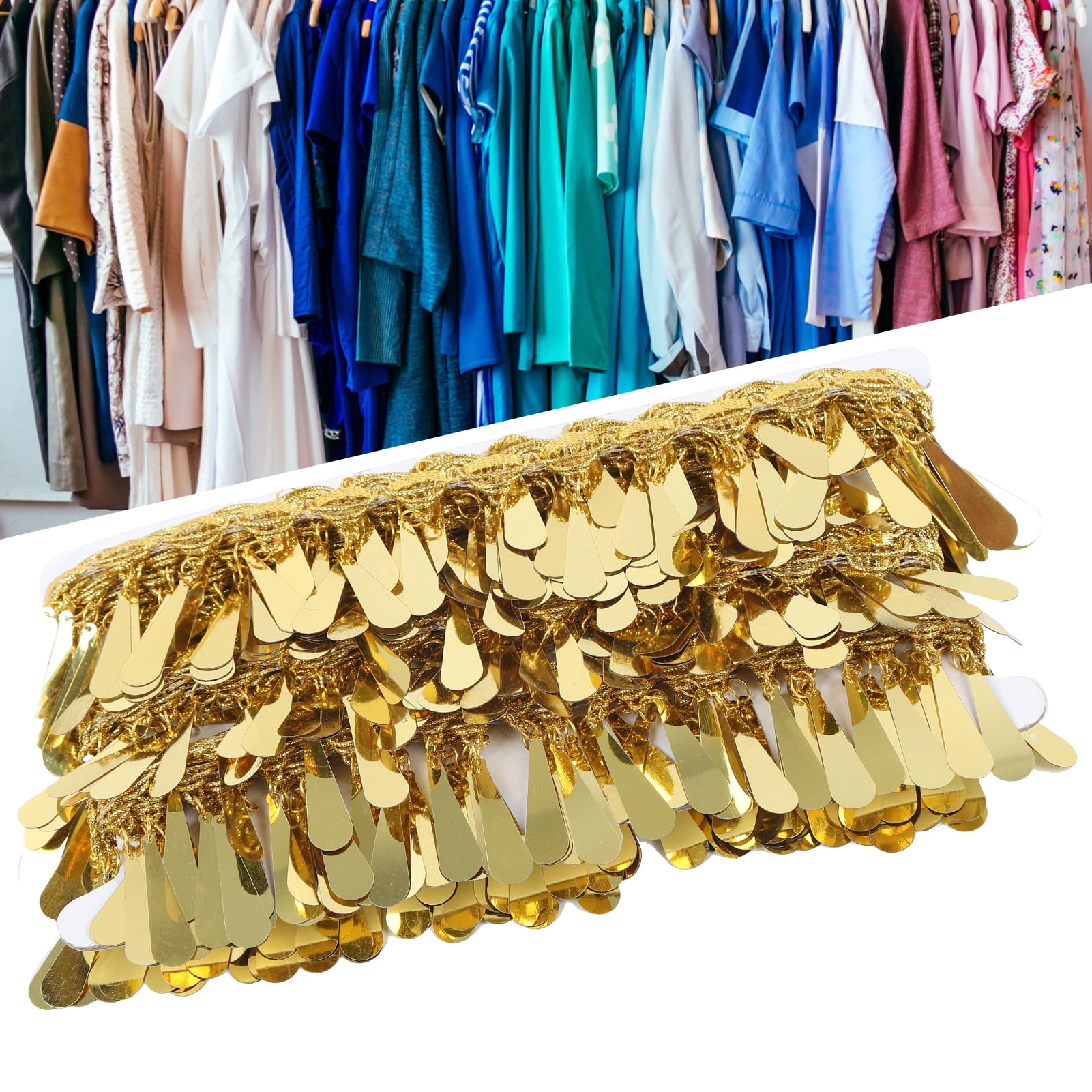 Herwey Waist Chain Gold Metal Applique Glitter Elastic Sequin Water Drop Shape Accessory Waist Chain Waist Belt For Dress Walmart