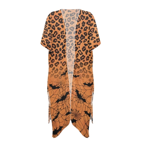 HELLHERO Polyester Beach Cover Ups for Women for Vacation Breathable Free Size Bathing Suit Cover Up Leopard Print Spider Web