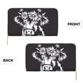 thumbnail image 3 of Leather Thin Slim Wallets for Women Men - Floral Cow Silhouette Clutch Card Wallet for Women Men with Zipper, 3 of 7