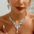 thumbnail image 3 of Faty-T Rhinestone Crystal Bridal Art Deco Floral Wave Teardrop Necklace Earrings Bracelet Jewelry Set, 3 of 8