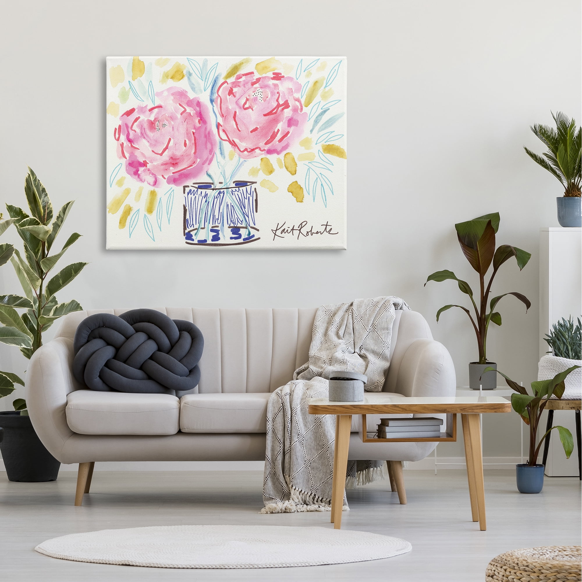 Stupell Industries Spring Pink Carnation Floral Still Life Expressive Flowers,48 x 36, Design by Kait Roberts