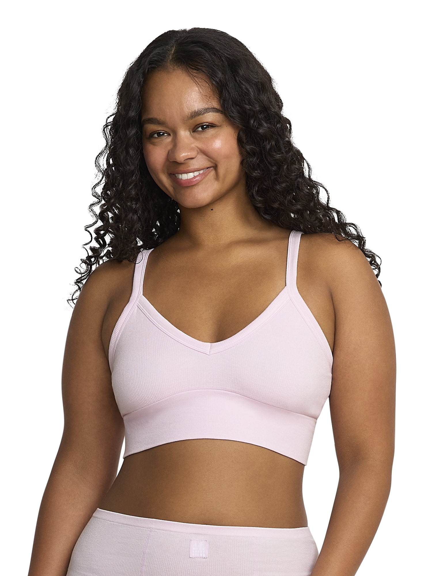 Mills by Millie Bobby Brown Women's Softie Ribbed V-Neck Bralette, Sizes XS-XXXL