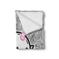 thumbnail image 2 of Narwhal Soft Flannel Fleece Throw Blanket, Abstract Spiral Doodle Background Sketch Style Arctic Ocean Mammals, Cozy Plush for Indoor and Outdoor Use, 60" x 80", Pink Black White, by Ambesonne, 2 of 5