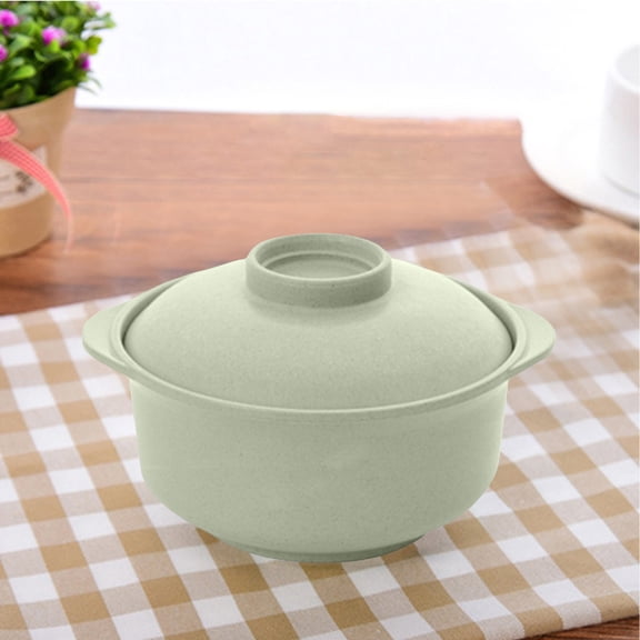 Heat Resistant Bowl with Handles, Insulated Soup and Noodles Bowl, Microwave Safe Plastic Food Storage Container for Home Office Dorm