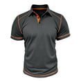 thumbnail image 4 of Hanerdun Men Polo Shirts Casual Short Sleeve Top Male Button-Up Blouse Gray XL, 4 of 5