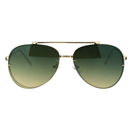 Green Designer Sunglasses - Oceanic Gradient Lens Rimless Luxury Designer Fashion Aviator Sunglasses Green Brown