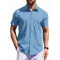 thumbnail image 4 of COOFANDY Mens Wrinkle Free Button Up Shirts Short Sleeve Fitted Casual Dress Shirts Summer Vacation Shirts with Pocket, 4 of 8