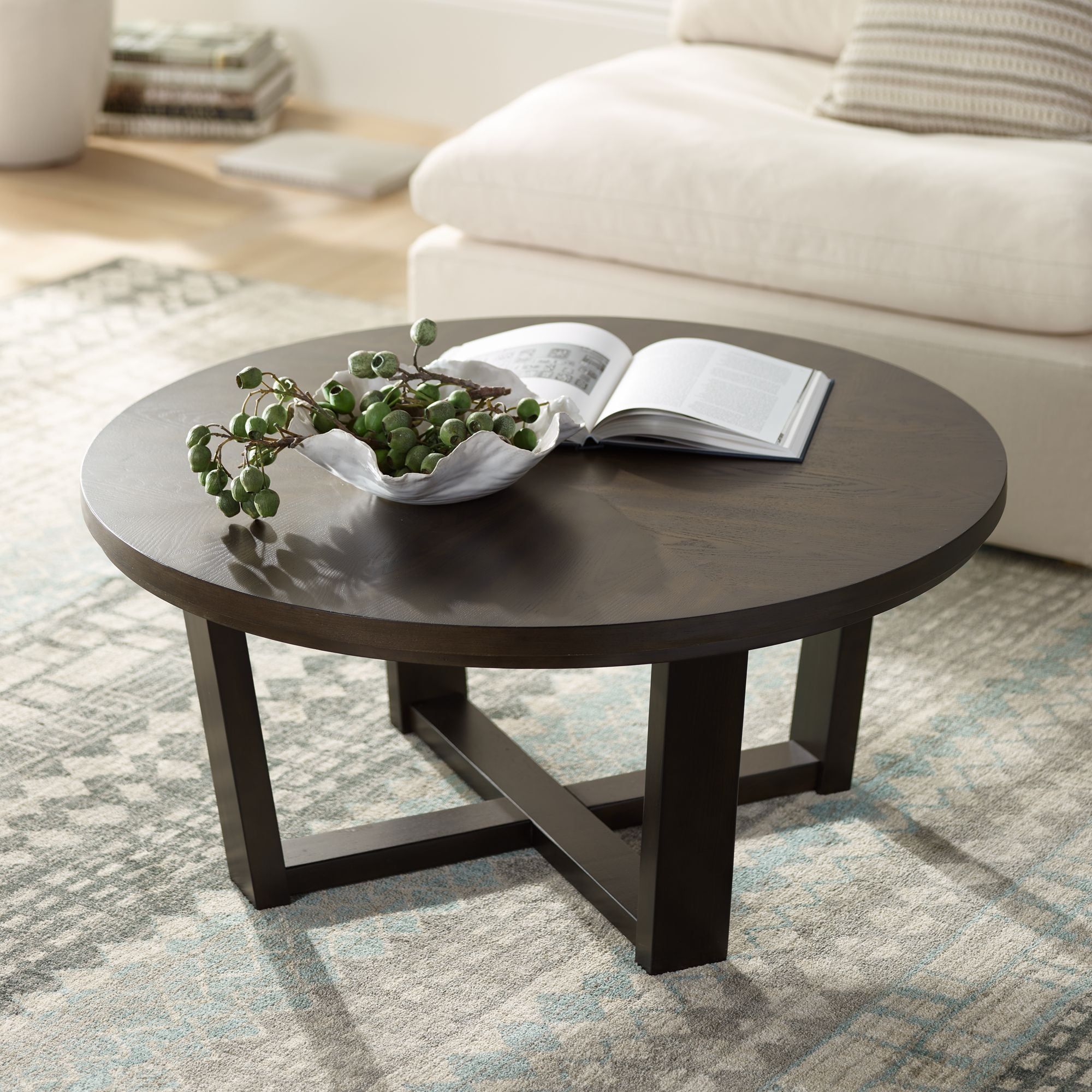 round dark coffee table