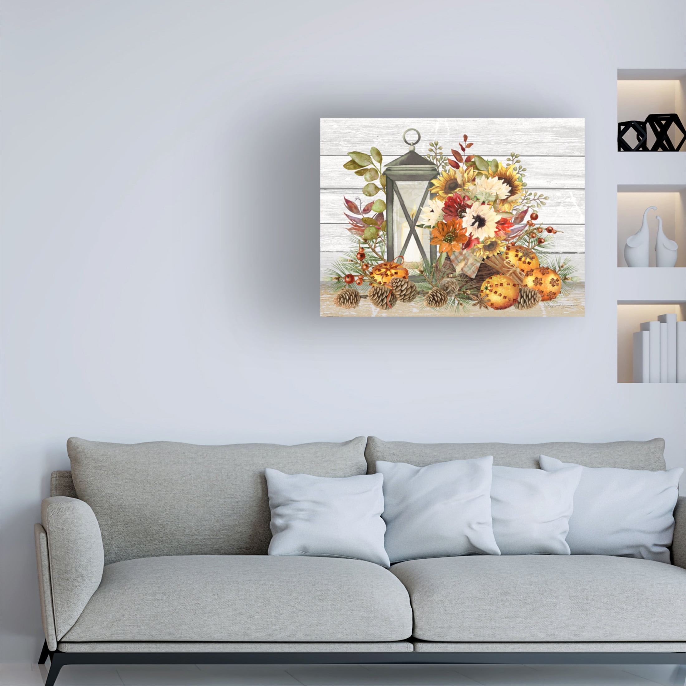 Canvas Wall Art - Jean Plout 'Fall Lantern B' Wall Art for Living Room, Bedroom, or Office Décor by Trademark Fine Art - 19 x 14 Inches