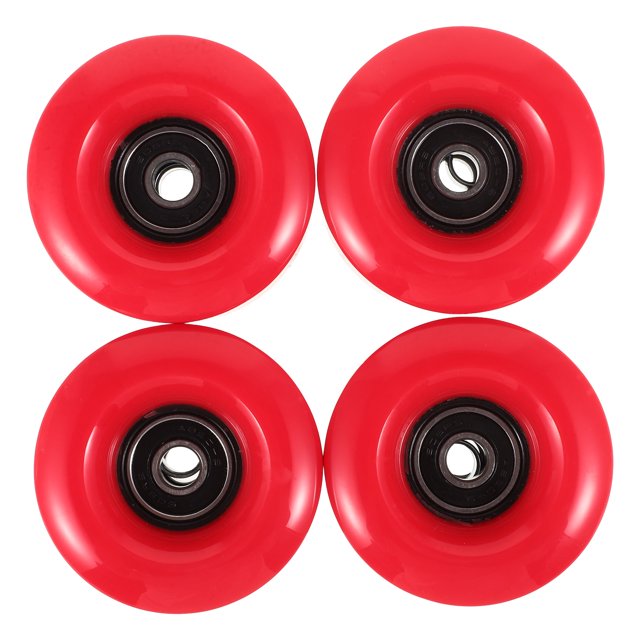 Minkissy Red Pu 4Pcs Roller Skate Wheels With High Elasticity For Beginners And Professionals