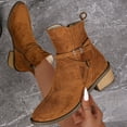 thumbnail image 5 of Viluyesy Womens Ankle Boots, Chunky Heels Round Toe Side Zipper Fall Winter Fashion Suede Boots Brown US7, 5 of 9