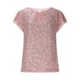 thumbnail image 4 of XIAfhje Women's Sequin Tops Short Sleeve Round Neck Glitter Sparkly Party Blouse Regular Fit Going Out Shirt Clubwear Cocktail Shirt for Night Club Party Performance Costume, 4 of 7
