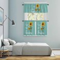 thumbnail image 5 of Turquoise Sunshine Sunflower Kitchen Curtains Sets for Windows 24 Inch Length, Pastoral Bees Farmhouse Floral Rod Pocket Window Treatments Tier Curtains and Valances Set for Bedroom/Bathroom, 5 of 8
