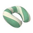 thumbnail image 2 of U-Shaped Pillow 11.8×9.8in With Pillow Core Comfortable Soft Invisible Zipper For Daily Travel Driving Office Lightgreen Stripe_18292_2, 2 of 8