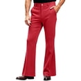 thumbnail image 2 of Purcolt Mens Flare Dress Pants Dressy Casual Button Zipper Fly High Waist Bell Bottom Trousers Comfort Slim Fit Lounge Pants with Pockets for Party Work Office, 2 of 8