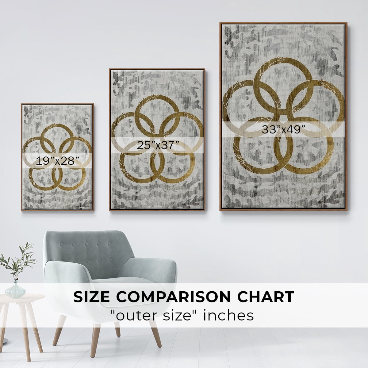 Five Golden Rings - Gold Leaf Holiday - Framed Gallery Wrapped Holiday Canvas - 25 x 37 - Rosewood Frame