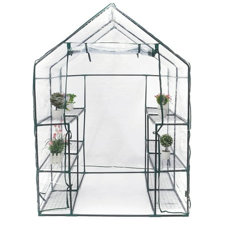 AUDEW Large Walk-in Plant Greenhouse, 3 Tiers 12 Shelves Indoor/Outdoor Greenhouse with Zippered Cover and Metal Shelves for Growing Vegetables, Flowers and (Best Vegetables To Grow In Greenhouse)