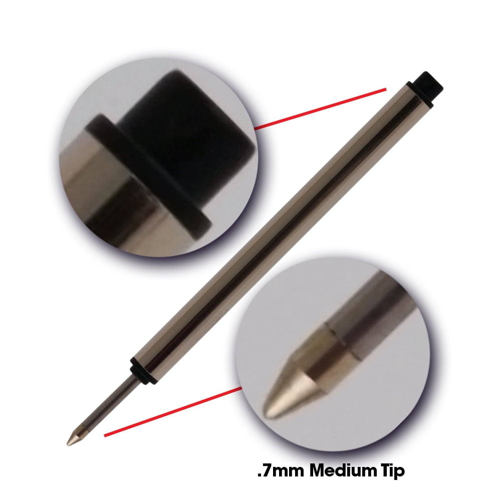 Jaymo Replacement for Montblanc 113778 - Measures 3.84 in / 97 mm Long - Capless Rollerball Pen Refill - 12 Blue