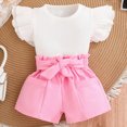 thumbnail image 2 of KPOPLK Toddler Baby Girl Summer Clothes Funny Print Short Sleeve Top Short Casual Outfit 3 6 12 18 Month 2T 3T 4T(6-9 Months,Pink), 2 of 9
