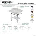 thumbnail image 4 of Kingston Brass LMS3630MBSQB6 Pemberton 36" Carrara Marble Console Sink with Brass Legs and Shelf (8-Inch, 3-Hole), Carrara Marble White/Polished Nickel, 4 of 4