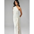 thumbnail image 7 of Beige One Shoulder Maxi Gown Elegant Form-Fitting Ruched Side Draped Evening Dress, 7 of 7