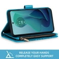 thumbnail image 5 of Asuwish Compatible with Motorola Moto G 5G 2024 Wallet Phone Case and Tempered Glass Screen Protector Flower Faux Leather Flip Credit Card Holder Stand Zipper Cell Cover for G5G 5 G G5 Women Blue, 5 of 9