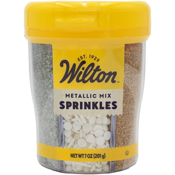 Wilton Metallic Sprinkles Edible Sprinkle Mix Assorted 7 oz. 6-Cell Container Silver Gold Copper