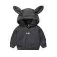 thumbnail image 2 of Spazoro Toddler Girls Loose Sweatshirts Hoodie, Rabbit Ear Casual Warm Long Sleeve Comfy Soft Pullover for Kids Girls Gray Size 12 Months, 2 of 4