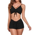 thumbnail image 1 of Traje de baño vintage de dos piezas para mujer, bikini retro con cuello halter fruncido y cintura alta con parte inferior, trajes de baño para mujer, 1 of 5