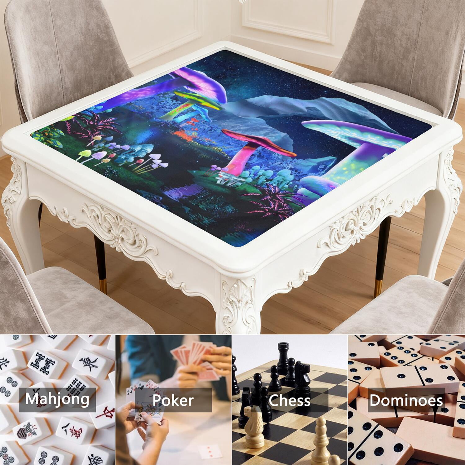 31.5 Inch Botanical Plants Mahjong Playing Mat Constructed from High Quality Rubber with Anti-Slip Properties and Noise Reduction Features for Card Games Board Games