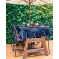 thumbnail image 3 of Boanket Outdoor Tablecloth with Umbrella Hole for Patio/Picnic/Party/Camping, Navy Blue Marble Waterproof Table Cloth Rectangle Table Cover Washable, Abstract Modern Golden Geometric 52"x 70", 3 of 7
