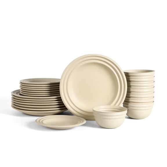 Stone Lain Zen 24-Piece Dinnerware Set Stoneware, Service for 8, Beige