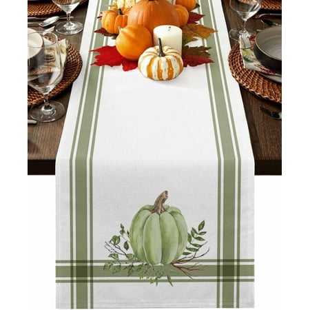 

Fall Table Runners Autumn Pumpkin Thanksgiving Table Runner for Dining Tables Green Pumpkin Seasonal Autumn Dinner Table Runner for Kitchen Party Table Decoration 13x108 Inch