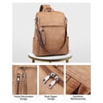 thumbnail image 4 of Mochila para portátil FADEON Leather para mujer 15.6 pulgadas, marrón camel, 4 of 9