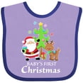 thumbnail image 3 of Inktastic Baby's 1st Christmas with Santa Reindeer and Tree Boys or Girls Baby Bib, 3 of 4
