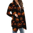 thumbnail image 7 of Fewfanhot Cardigan for Women Halloween Long Sleeve Cardigan Fall Open Front Cardigan Pumpkin Print Medium Length Coat, 7 of 7