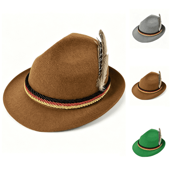 CAZOFW Unisex Bavarian Oktoberfest Hat, Traditional German Costume Hat for Festivals