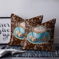 thumbnail image 2 of 18x18 Pillow Covers Set of 2, Coffee Throw Pillow Covers Decorative Couch Cushion Case, Brown Teal Pastoral Vintage Art Microfiber Square Pillowcases for Bedroom Car Living Room, 2 of 7