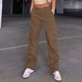 thumbnail image 5 of XFLWAM High Waist Stretch Cargo Pants Women Baggy Multiple Pockets Relaxed Fit Straight Wide Leg Y2K Pant Brown S, 5 of 7