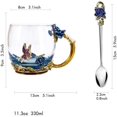 thumbnail image 2 of ZHAOCHENG Taza de té JHIJHOO, regalos para el día de la madre, taza de café, tazas de vidrio transparente con juego de cucharas, mariposa hecha a mano sin plomo, diseño único de esmalte de flor de ros, 2 of 5