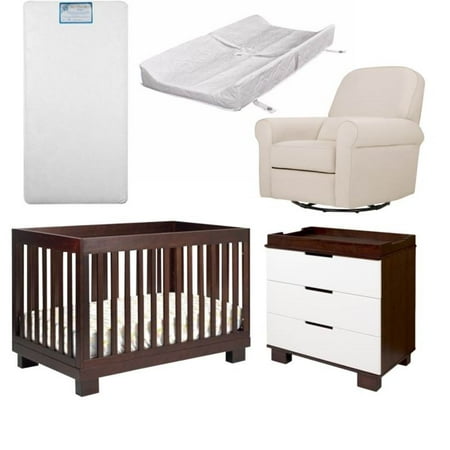 5 Piece Nursery Furniture Set With Crib And Changer In Wood Natural 5 Piece Nursery Furniture Set With Crib And Changer In Wood Natural