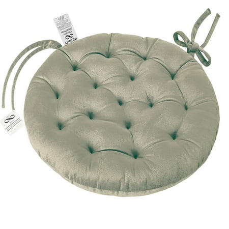 

My Infinity Store 16 Plush Round Tufted Chair Pad/Cushions Tie-Backs (Mocha Brown 2 Piece)