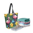 thumbnail image 2 of FORMRS Womens Canvas Tote Bag with Zipper Inner Pocket Shoulder Handbag, Flamingo Floral Pattern, 2 of 7