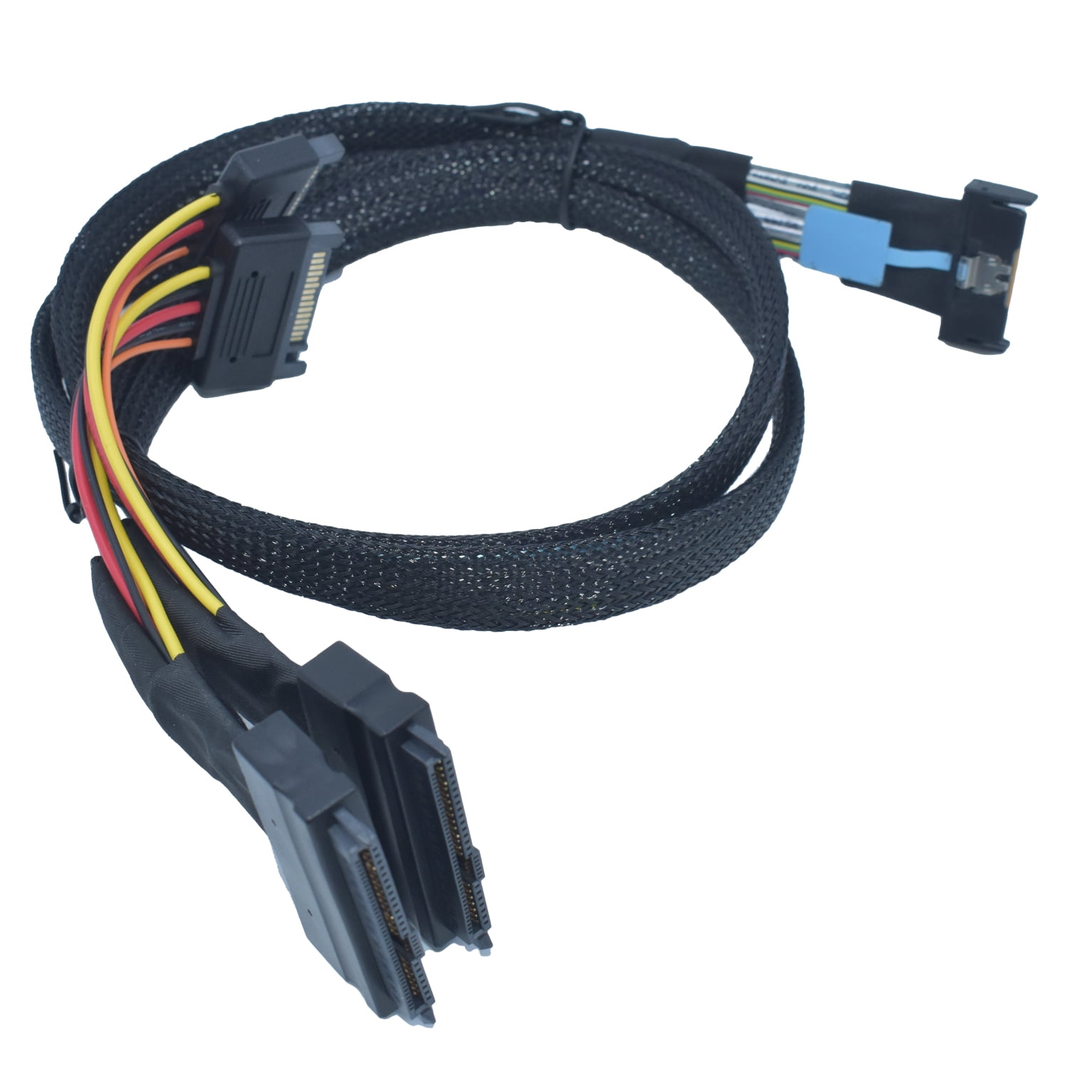 LetLinkSo PCIe 4.0 MCIO x8 to 2 x SFF-8639 Cable for U.2 NVMe SSD with 15Pin Power, 1.6ft(50 cm)