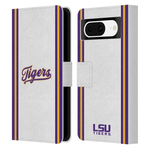 Head Case Designs Officially Licensed Louisiana State University LSU Louisiana State University Football Jersey Leather Book Wallet Case Compatible with Google Pixel 8