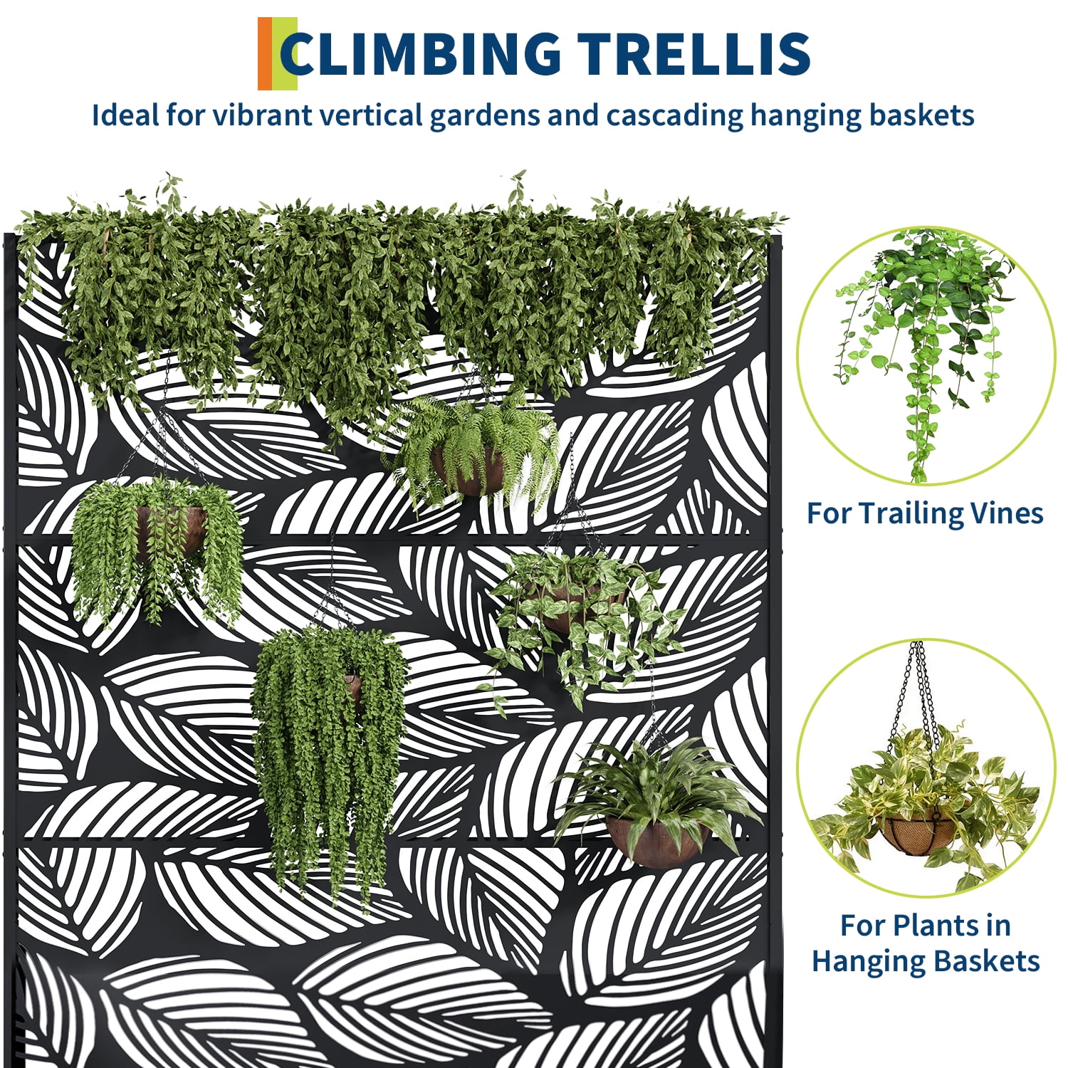 Ataucjin 16" Deep Planting Bed with Drainage Holes,Metal Planter Box with Trellis, Raised Garden Bed with Wheels, Deep Privacy Screen for Climbing Plants,47"X16"X71"