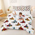 thumbnail image 3 of Manfei Lovely Race Car Full Size Comforter Sets,Cartoon Stars Bedding Comforter Set,White,Polkadot Reversible,3pcs,1 Comforter and 2 Pillowcases, 3 of 7